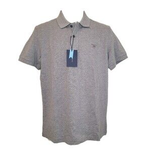 GANT Men's Size M Polo Shirt Gray Short Sleeve Summer Tee Regular Fit Cotton NEW